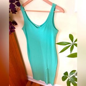Heart and Hips Mint Pastel Green Bodycon Tank Dress with Slit, Size Large